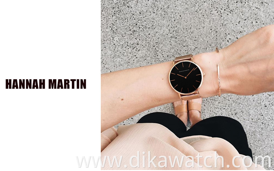 Hannah Martin CC36 Stainless Steel Band Japan Quartz Movement Waterproof Women Full Rose Gold Ladies Luxury Wrist Watch